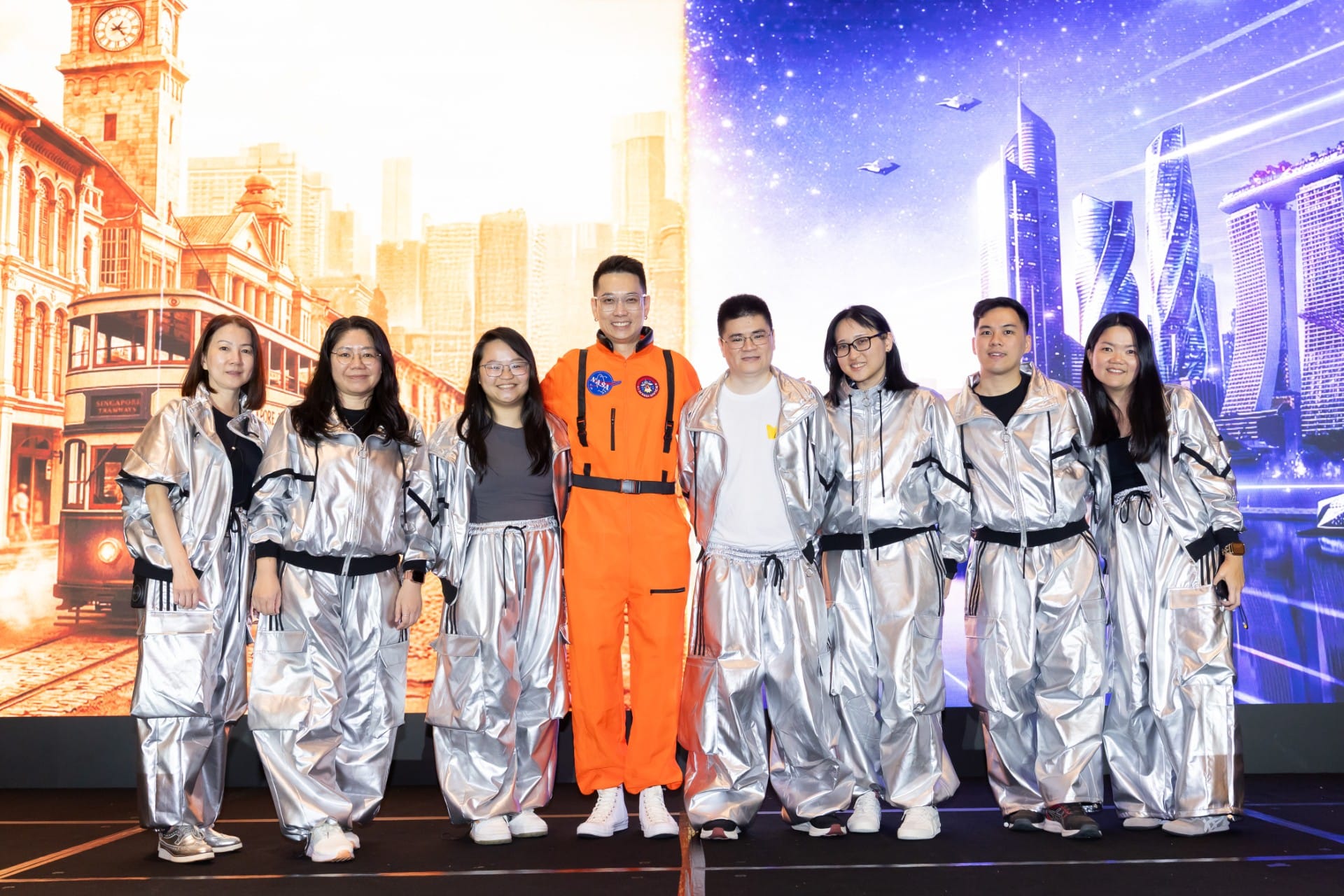 Photo of 8 ALPS staff taken at ALPS Anniversary Dinner
